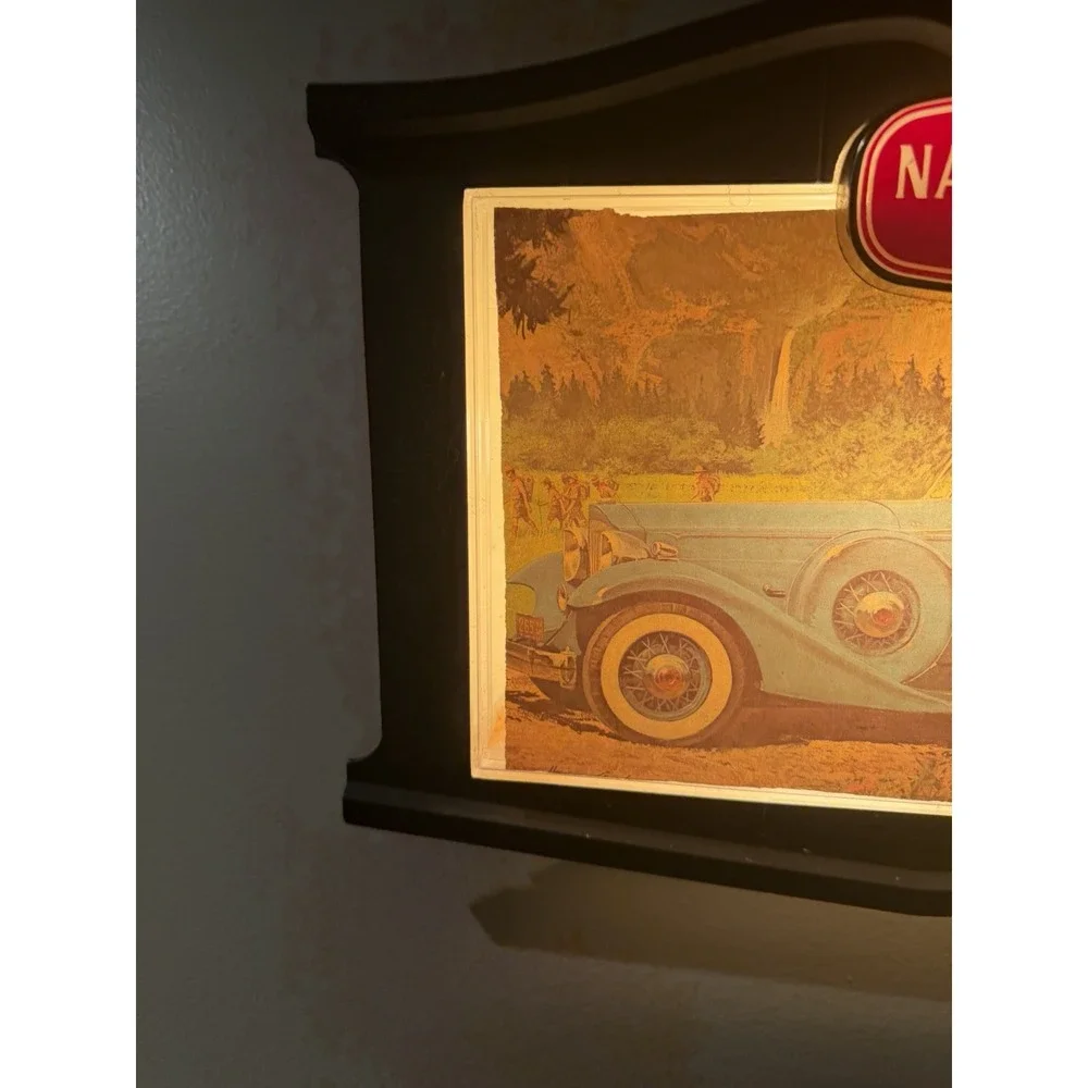 Vintage National Beer Lighted Advertising Sign Classic Car Breweriana Bar
